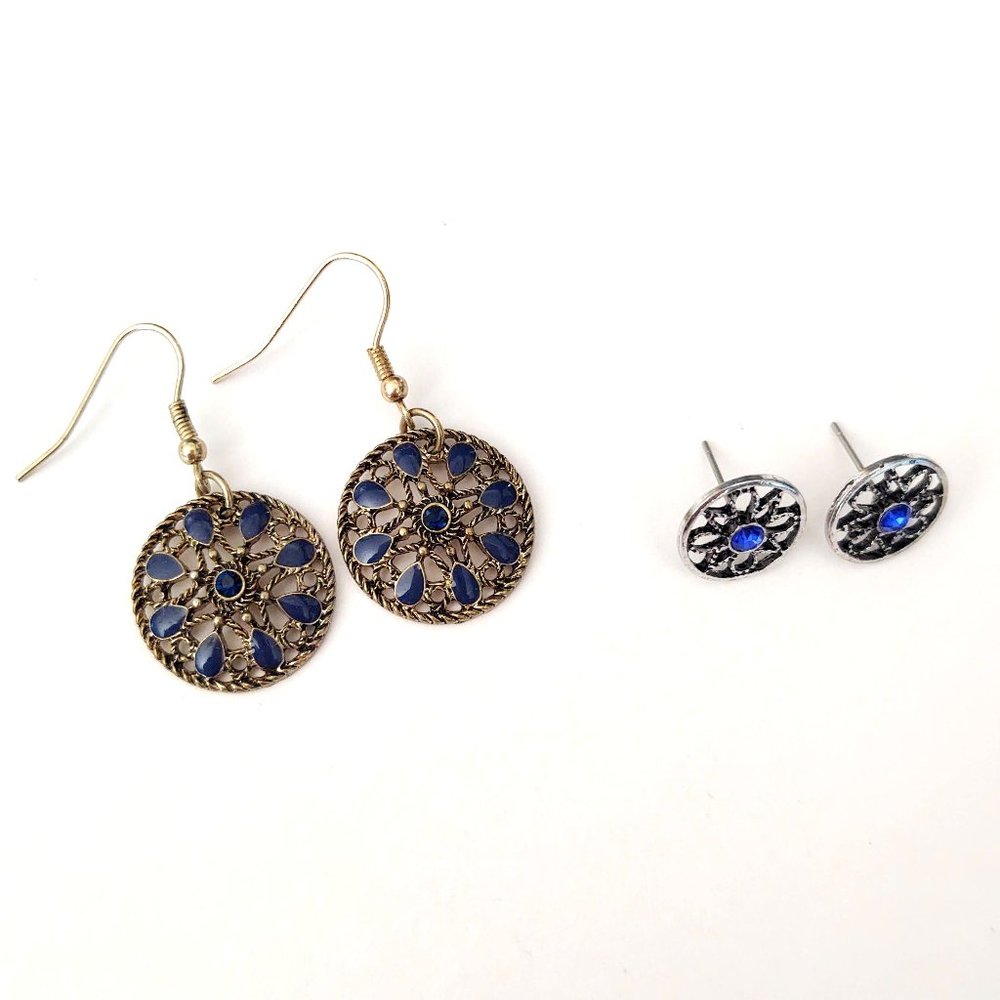 Blue earring bundle-gold and silver tone - Picture 7 of 8